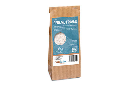 Perlmuttsand 1kg in braunem Blockbodenbeutel
