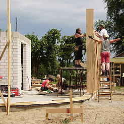 Holzrahmenkonstruktion für Strohballenhaus