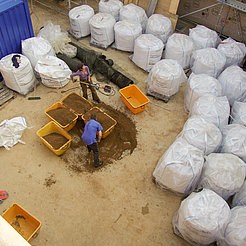 Aufsicht mit Big Bags im Gemeindezentrum Karlsruhe